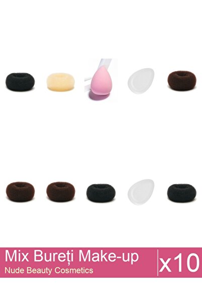 Makeup Set Mix 10 produse Bureti: Burete coc blond - 9 cm diametru, Burete co...
