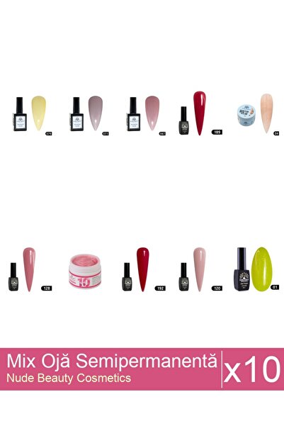 Makeup Set Mix 10 produse Nail Oja: Oja Semipermanenta , Disco Summer , 01 , ...
