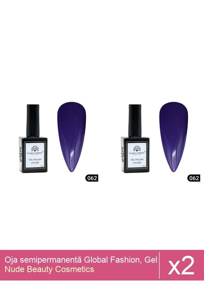 Makeup Set 2x Oja semipermanentă Global Fashion, Gel polish Elite Glow 15 ml,062