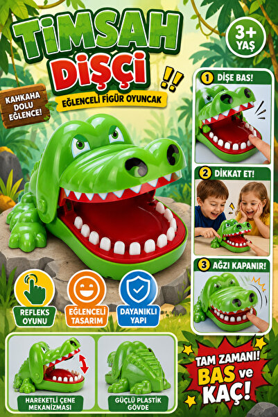Tamsena Store Timsah Dişçi Oyunu Eğlenceli Timsah Figür Oyuncağı Çılgın Timsa...
