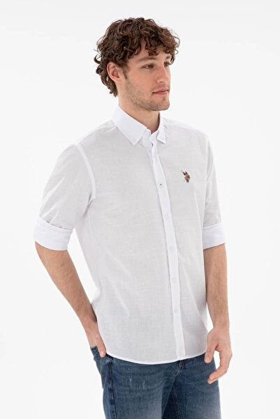 U.S. Polo Assn. Enzogl026Y Λευκό Ανδρικό Πουκάμισο PU-8956