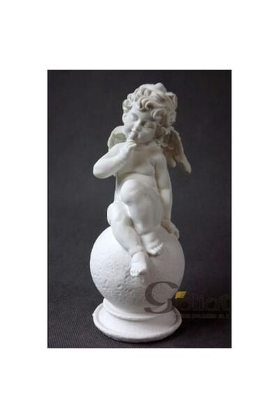 Goliat Figurină ceramică Goliath, înger pe glob alb, 18x7 cm