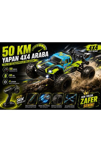 scntoys Oyuncak Uzaktan Kumandalı 50 Km Hız Yapan Araba, 4X4 Offroad 1300 MaH...
