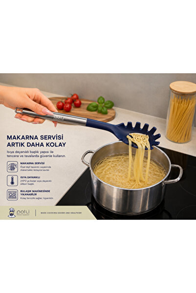 PALU Silicone Pasta Serving Spoon Heat Resistant Spaghetti Spoon with Steel H...