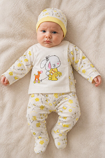 Biberon Baby Bebek Takımı 3 Parça Pamuklu Zıbın Set Yenidoğan