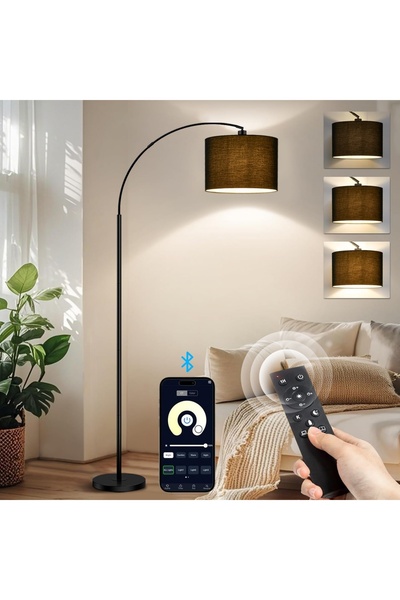 Bojasmiial مصباح أرضي LED على شكل قوس، مع جهاز تحكم عن بعد، 3 درجات حرارة لون...