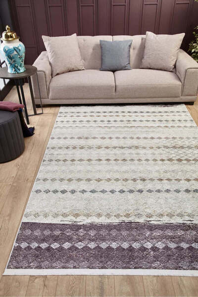 halinet Halı.Net Beige Modern Washable Non-Slip Living Room Carpet Haln-Hln1972