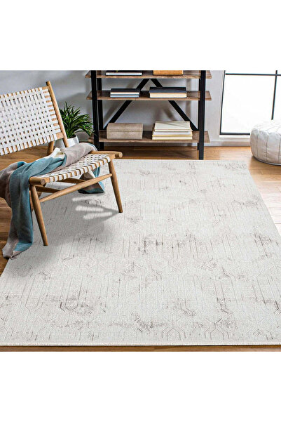 halinet Halı.Net White Modern Washable Non-Slip Living Room Carpet Cr-Safir-1...
