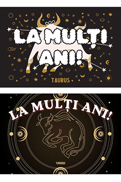 OEM Set 2 Felicitări La Mulți Ani Zodia Taur, Design Elegant, Carton 250g, 20...