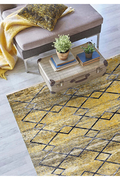 halinet Halı.Net Gray Modern Washable Non-Slip Living Room Carpet Haln-Hln1181