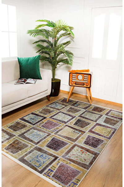 halinet Halı.Net Beige Modern Washable Non-Slip Living Room Carpet Haln-Hln183