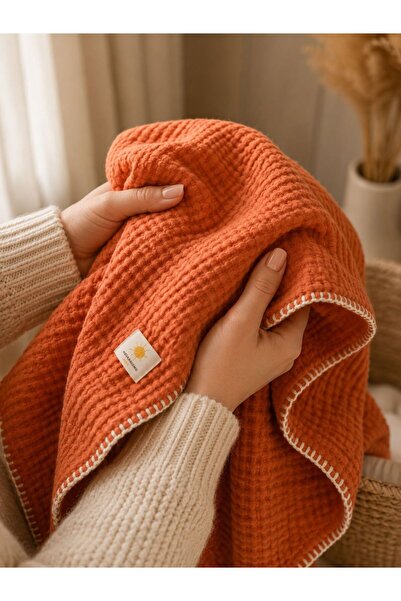 Heianmono Kids Heianmono 4 Layer Shepherd's Stitched Orange 100% Cotton Musli...