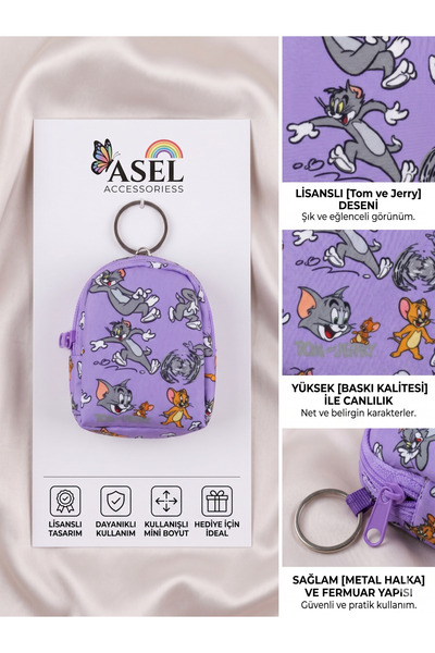 Aselaksesuarr Karakter Baskılı Kancalı Mini Kız Çocuk Cüzdanı ve Çanta Aksesu...