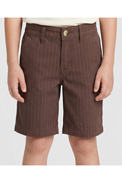 Pine kids Cotton Elastane Woven Knee Length Striped Shorts - Brown