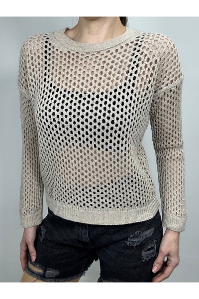 GND Oversized Knitwear Blouse with Openwork Mesh Detail