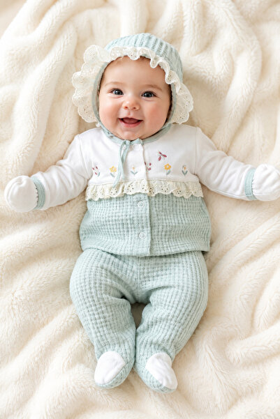 BYS BABY FASHION 5 Lİ YENİDOĞAN KIZ BEBEK HASTANE ÇIKIŞ SETİ ZIBIN SETİ BEBEK...