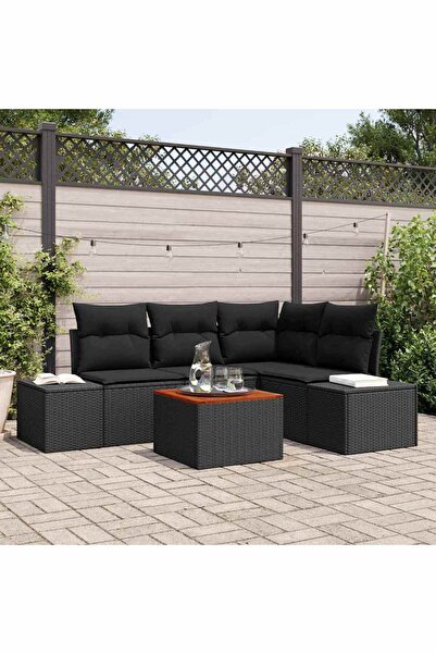 vidaxl Set de canapele pentru gradina 5 pcs Negru poliratan