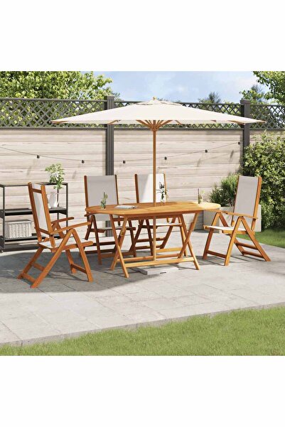 vidaxl Set mobilier de gradina, 5 piese, lemn masiv acacia/textilena