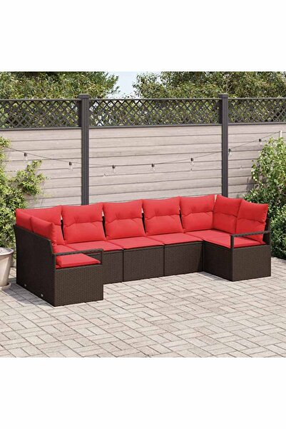 vidaxl Set de canapea cu perna 7 pcs Maro poliratan