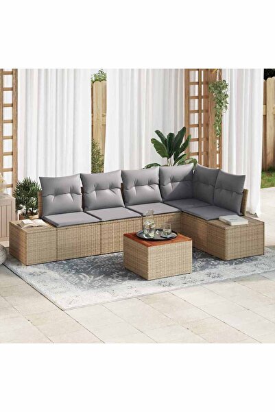 vidaxl Set de canapele pentru gradina 6 pcs Beige È™i gri deschis