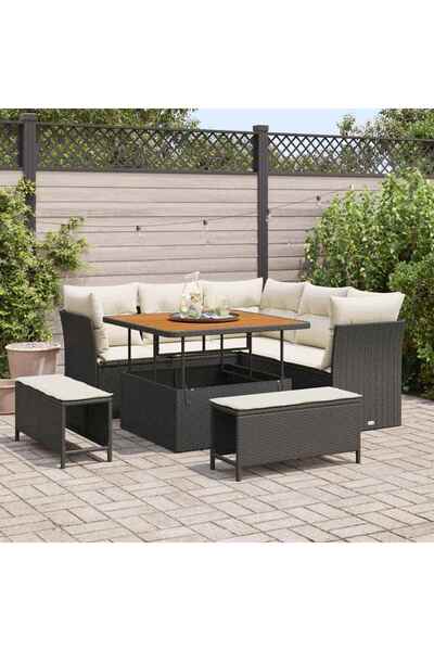 vidaxl Set de canapele pentru gradina 8 pcs Negru poliratan