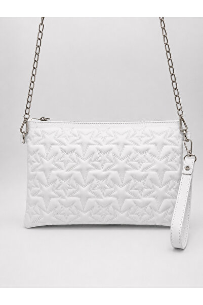 Sellini Dikişli Clutch Stella Kadın Yıldız Çapraz Çanta Simli Gold