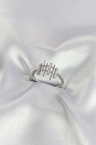 Inure Jewelry Silver Color Zircon Stone Column Model Women's Ring