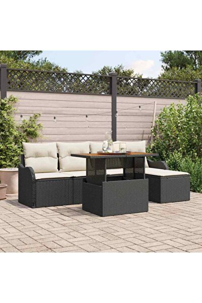 vidaxl Set de canapele pentru gradina 6 pcs Negru Rattan poli