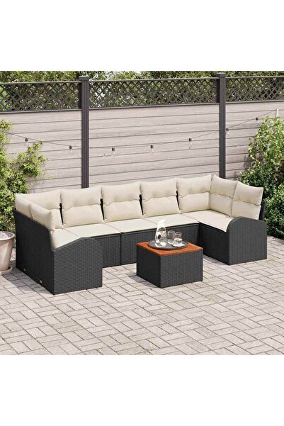 vidaxl Set de canapele pentru gradina 8 pcs Negru È™i Crem poliratan