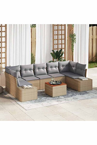 vidaxl Set de canapele pentru gradina 8 pcs Beige È™i gri deschis