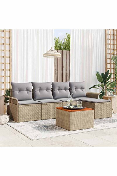 vidaxl Set de canapele pentru gradina cu perna 6 pcs Bej poliratan