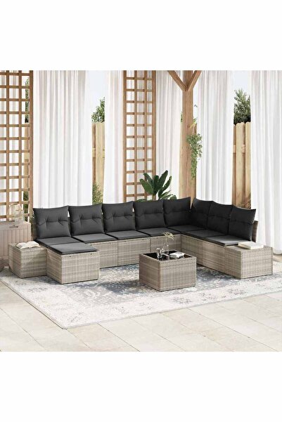 vidaxl Set de canapele pentru gradina 8 pcs Gri deschis poliratan