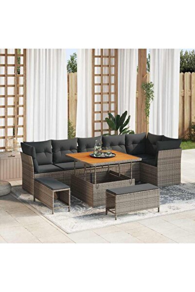 vidaxl Set de canapele pentru gradina 9 pcs Gri poliratan