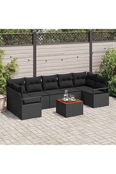 vidaxl Set de canapele pentru gradina 8 pcs Negru poliratan