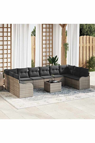 vidaxl Set de canapele pentru gradina 11 pcs Gri poliratan