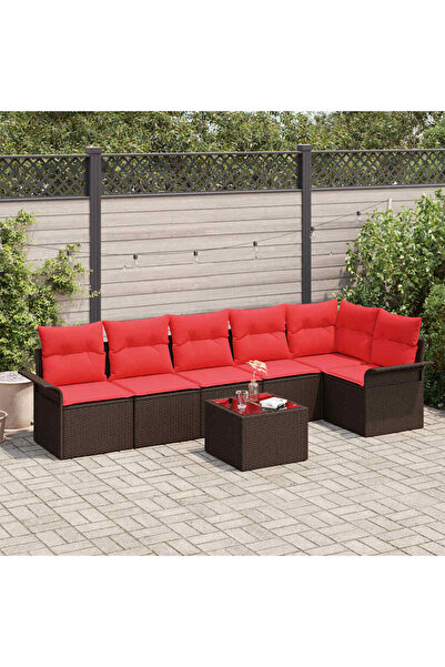 vidaxl Set de canapele pentru gradina 7 pcs Maro poliratan