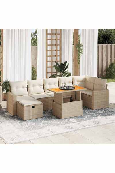 vidaxl Set canapele de gradina cu perne 5 piese bej poliratan/acacia