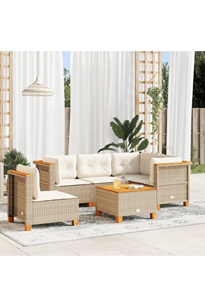 vidaxl Set canapele de gradina cu perne, 6 piese, bej, poliratan