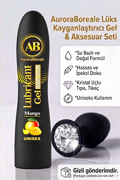 AuroraBoreale Premium 125 ML Büyük Boy Mangolu Kayganlaştırıcı Jel Beyaz Taşl...