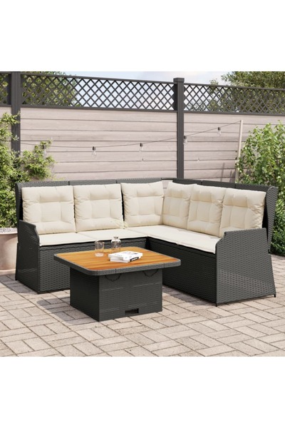vidaxl Set mobilier relaxare gradina 4 piese cu perne poliratan negru