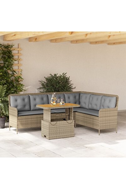 vidaxl Set canapele de gradina cu perne, 2 piese, bej, poliratan