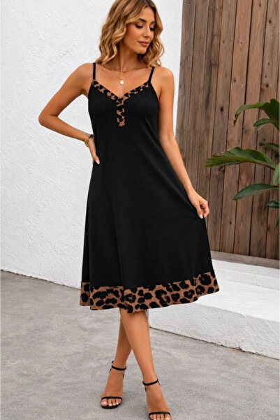 Kokosh moda Rochie neagră de vară cu decolteu în V și bretele din șnur pentru...