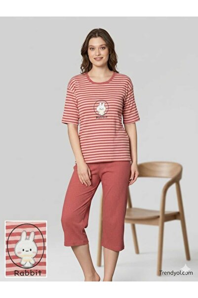LİZA İÇ GİYİM Mariynmood Homewear Capri Length Short Sleeve Pajama Set