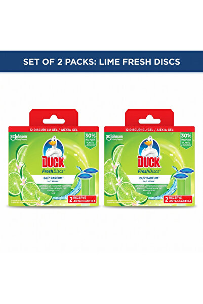 DUCK Pachet 2 x Rezerve odorizante Fresh Discs Lime pentru vasul de toaletă, ...