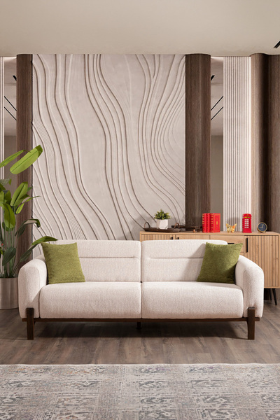 İYENA HOME LİVİNG Dorado Mekanizmalı 3'lü Koltuk Krem