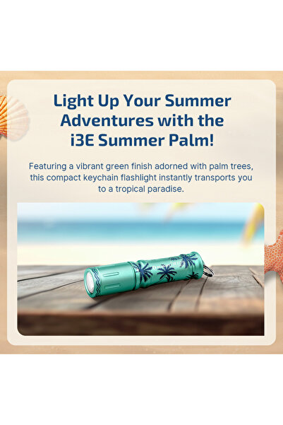 OLİGHT i3E EOS (Summer Palm), 90 Lumens, IPX8 Waterproof Keychain Flashlight, EDC LED Light, Mini Flashlight, for Keychain, Everyday Carry, Gifting