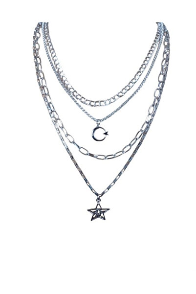twingold 5-Piece Necklace with Moon and Star Figures
