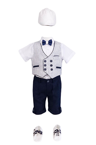 fantasialand Costum botez, model Mihaita, culoare bleumarin-alb