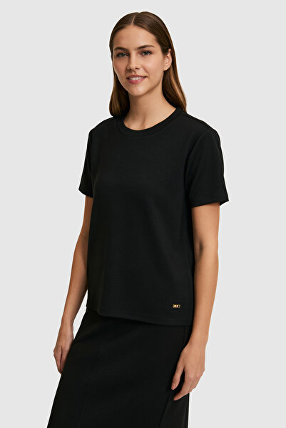 U.S. Polo Assn. Kadın Siyah Bisiklet Yaka Basic Tişört 50323533-VR046