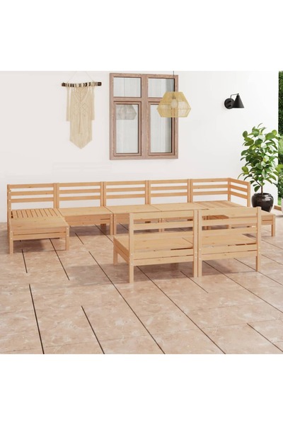 vidaxl Set mobilier de gradina, 9 piese, lemn masiv de pin